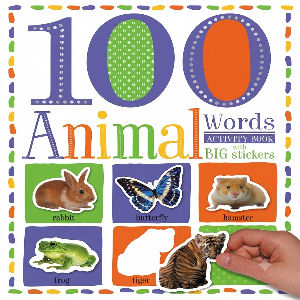 100 Animal Words Activity Book with Big Stickers